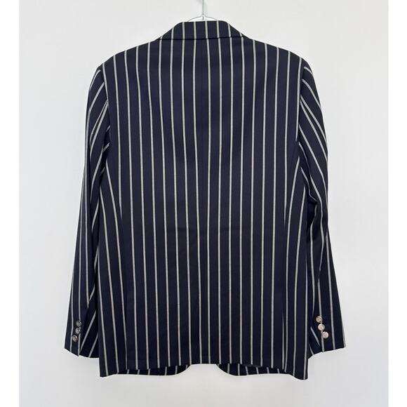 Crombie 2000s Navy Pinstripe Wool Blazer Preppy Chic 38R - Picture 9 of 12